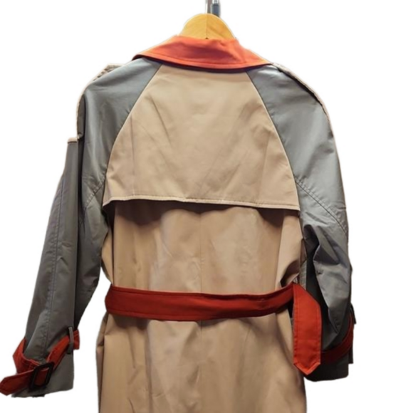 NWT Vicky and Lucas color block double-breasted trench coat sz L midi - Picture 7 of 14